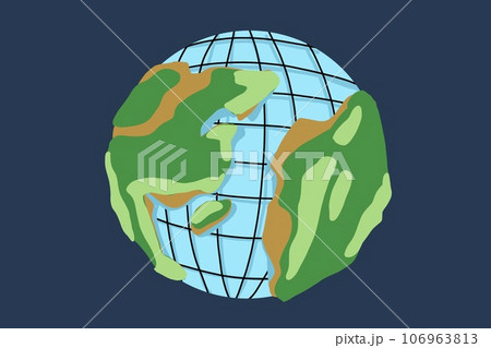 Set of Earth globes on a blue planet background  106963813