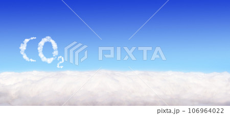 Symbol CO2 from clouds on blue sky. Pollution, global warming and climate change concept 106964022