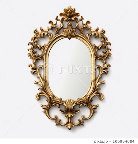 アンティークな装飾のある銀色の鏡 AI画像 アンティークな装飾のある銀色の鏡 AI画像 106964084