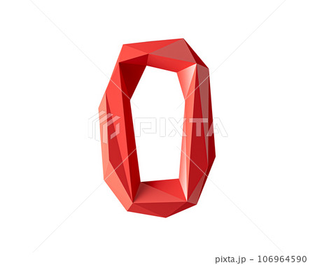 Digit made of low poly red material 106964590