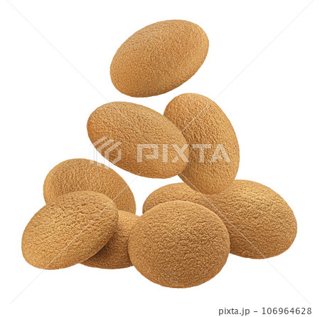 Sponge cakes, butter cookies isolated on white background, full depth of field 106964628