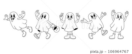 Groovy retro cartoon ghosts 106964767