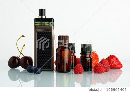 Vape smoking liquid with berry flavor close up 106965405