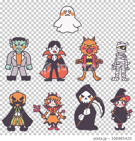 ハロウィンをイメージしたいろんなモンスターのイラストセット(怒り) ハロウィンをイメージしたいろんなモンスターのイラストセット(怒り) 106965420