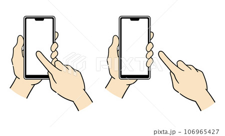 スマホを持って操作する手元のイラスト 106965427
