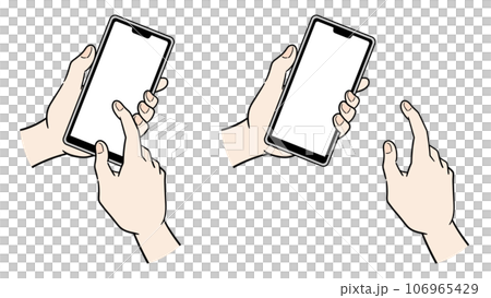 スマホを持って操作する女性の手元のイラスト 106965429