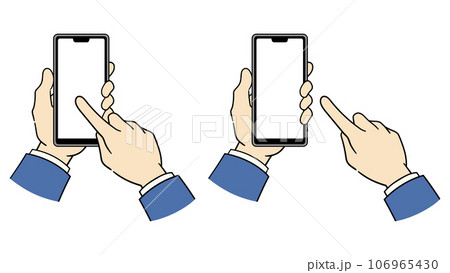 スマホを操作するスーツの男性の手のイラスト 106965430