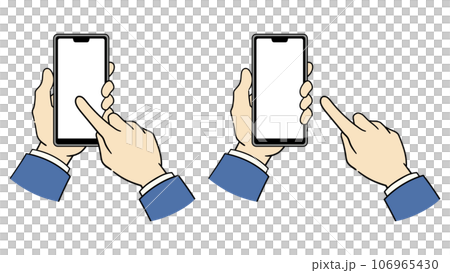 スマホを操作するスーツの男性の手のイラスト 106965430