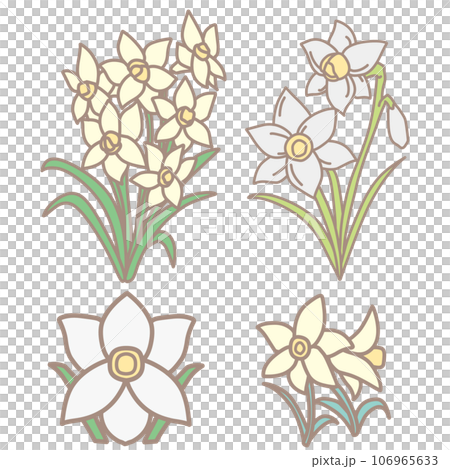 Color illustration set of simple deformed daffodils 106965633