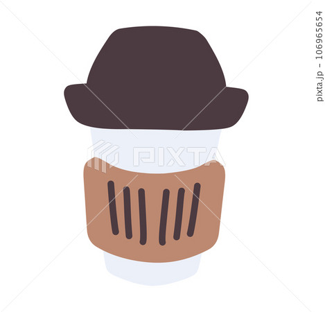 スリーブが巻いてある持ち帰り用のコーヒーなどを入れるカップのイラスト スリーブが巻いてある持ち帰り用のコーヒーなどを入れるカップのイラスト 106965654
