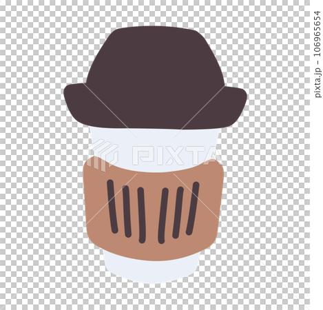 スリーブが巻いてある持ち帰り用のコーヒーなどを入れるカップのイラスト スリーブが巻いてある持ち帰り用のコーヒーなどを入れるカップのイラスト 106965654