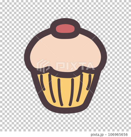 Color illustration of a simple deformed cupcake Color illustration of a simple deformed cupcake 106965656