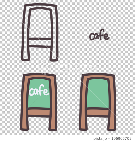A set of signboard illustrations and cafe letters A set of signboard illustrations and cafe letters 106965705