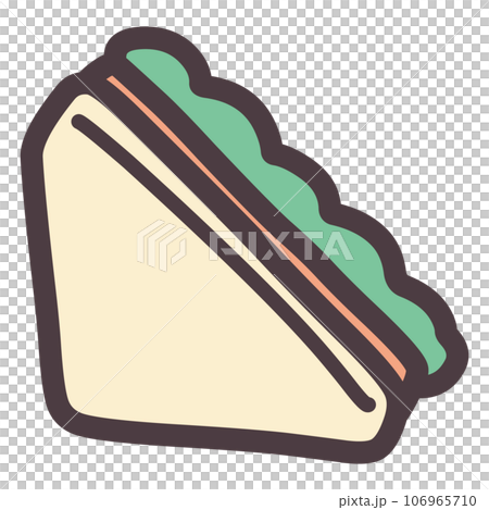 一個簡單的三明治配蔬菜等的插圖。 106965710