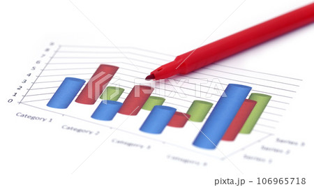Sales chart with a red signature pen Sales chart with a red signature pen 106965718