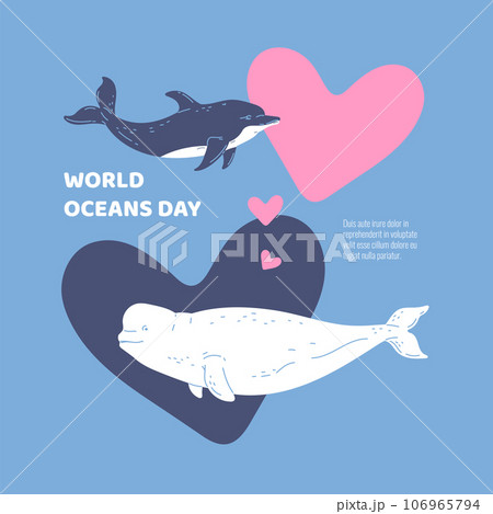 Squared banner about world oceans day flat style, vector illustration 106965794