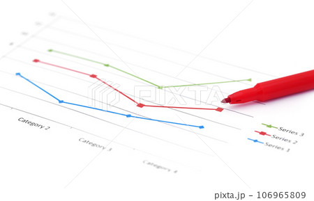 Graph with a signature pen over white background Graph with a signature pen over white background 106965809