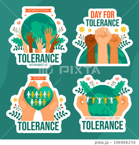 Day for Tolerance Label Flat Cartoon Hand Drawn Templates Background Illustration 106966258