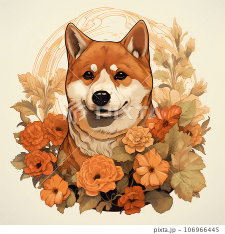 cat, design, mammal, graphic, cute, isolated, art, cartoon, nature, dog, animal, vintage, background, drawing, flower, illustration, domestic, pet, white,  sign, ornate, ornamental, floral, polynesian 106966445