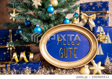 Golden Frame Alles Gute, Means Best Wishes, Christmas Background Golden Frame Alles Gute, Means Best Wishes, Christmas Background 106966812