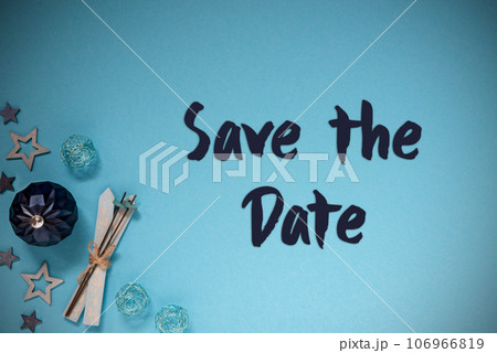 Blue Cold Christmas Background, English Text Save The Date Blue Cold Christmas Background, English Text Save The Date 106966819