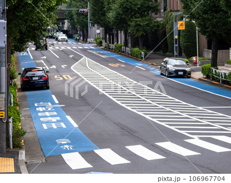 普通自転車専用通行帯に駐車している自動車 普通自転車専用通行帯に駐車している自動車 106967704