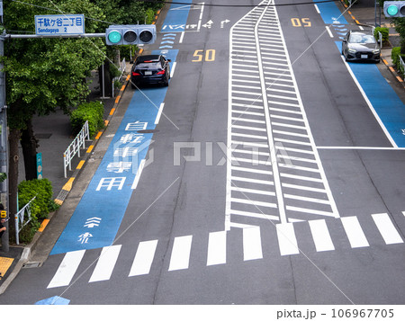 普通自転車専用通行帯に駐車している自動車 普通自転車専用通行帯に駐車している自動車 106967705