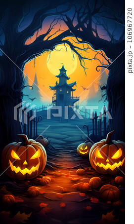 Halloween Background with Pumpkins In The Spooky Night Halloween Background with Pumpkins In The Spooky Night 106967720