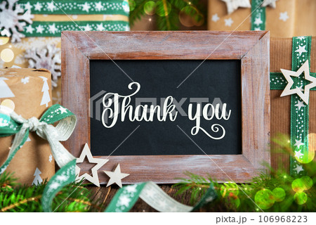Text Thank You, With Sustainable Christmas Decoration Text Thank You, With Sustainable Christmas Decoration 106968223