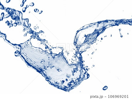 抽象的な青い水しぶきと白背景 抽象的な青い水しぶきと白背景 106969201
