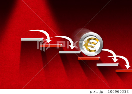 European Union Currency Falls Down - Recession and Inflation Concept European Union Currency Falls Down - Recession and Inflation Concept 106969358