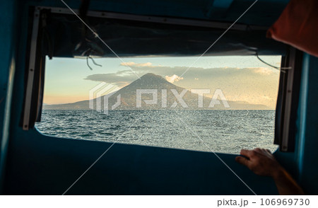 Lake Atitlan in Guatemala. San Pedro Volcano and Toliman Volcano in the background 106969730