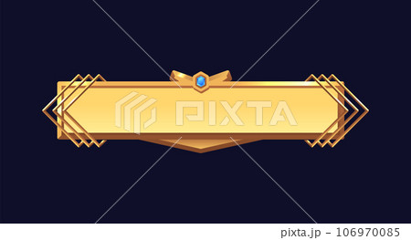 Golden decorated frame with gem, vintage bronze element for interface ui ux game, vector royal border for fantasy RPG 106970085