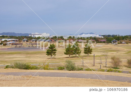 徳島県松茂町　月見ヶ丘海浜公園と徳島阿波おどり空港 106970186