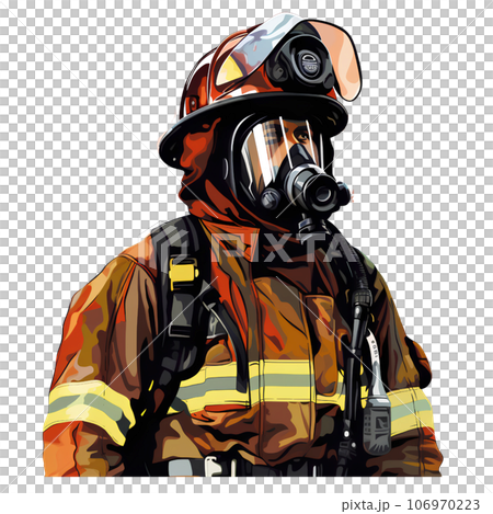 emergency, cartoon, fire, illustration, fireman, firefighter, rescue, safety, hose, helmet, profession, fighter, job, professional, uniform, man, water, hero, occupation, service, equipment, danger 106970223
