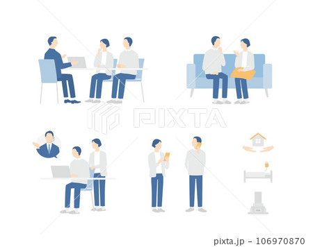 ライフプランを相談するシニア夫婦のセット ライフプランを相談するシニア夫婦のセット 106970870