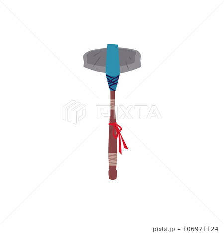 Ancient primitive stone hammer icon flat vector illustration isolated on white. 106971124