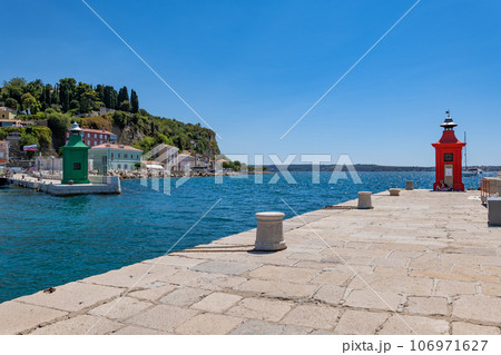 Seaside Promenade At Port Entrance In Piran Seaside Promenade At Port Entrance In Piran 106971627