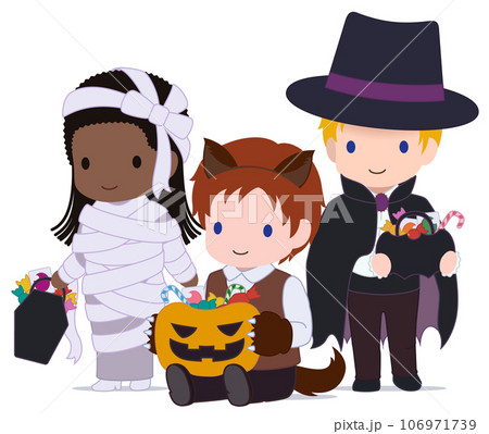 可愛いハロウィーンキッズ 狼男 多人種2 可愛いハロウィーンキッズ 狼男 多人種2 106971739