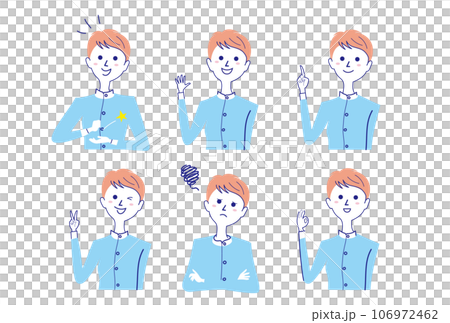 ショートカット女性のバストアップポーズセット-1 ショートカット女性のバストアップポーズセット-1 106972462