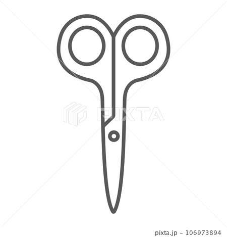Scissors thin line icon, barber and tool, cut sign, vector graphics, a linear pattern on a white background. 106973894