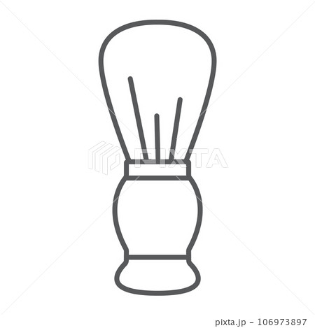 Shave brush thin line icon, barber and hairstyle, barber brush sign, vector graphics, a linear pattern on a white background. 106973897
