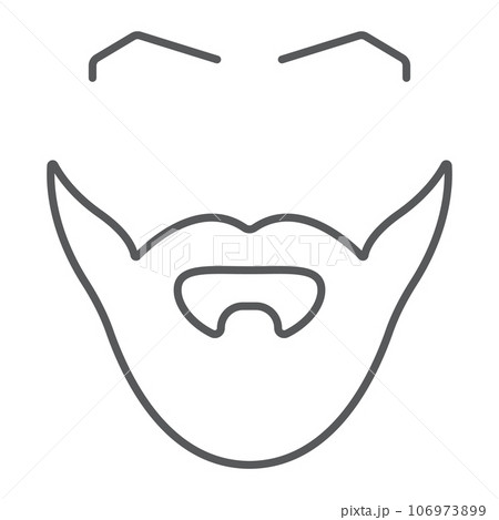 Beard and mustache thin line icon, barber and hairstyle, male hair sign, vector graphics, a linear pattern on a white background. 106973899