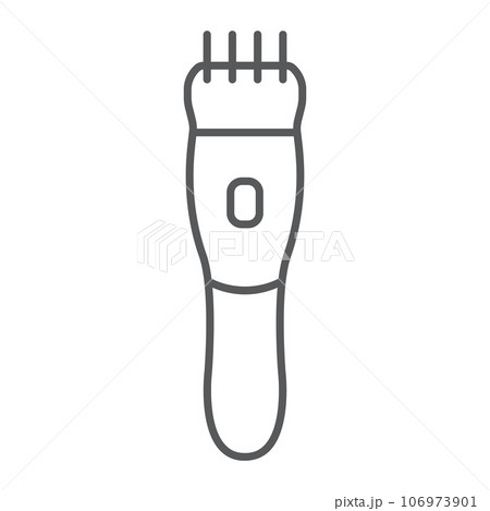 Electric clipper thin line icon, barber and hairstyle, electric shaver sign, vector graphics, a linear pattern on a white background. 106973901