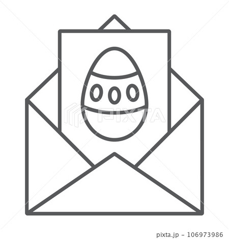 Easter greeting thin line icon, card and easter, easter postcard sign, vector graphics, a linear pattern on a white background. 106973986