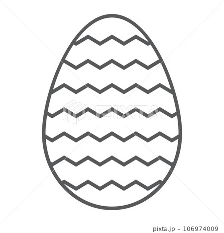 Easter egg thin line icon, decoration and easter, striped egg sign, vector graphics, a linear pattern on a white background. 106974009