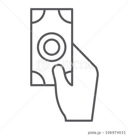 Payment thin line icon, finance and pay, hand and money sign, vector graphics, a linear pattern on a white background. Payment thin line icon, finance and pay, hand and money sign, vector graphics, a linear pattern on a white background. 106974031