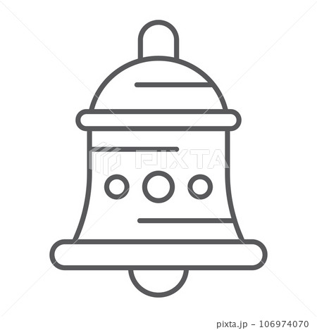 Bell thin line icon, alarm and ring, handbell sign, vector graphics, a linear pattern on a white background. 106974070