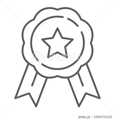 Medal thin line icon, award and achievement, badge sign, vector graphics, a linear pattern on a white background. Medal thin line icon, award and achievement, badge sign, vector graphics, a linear pattern on a white background. 106974132