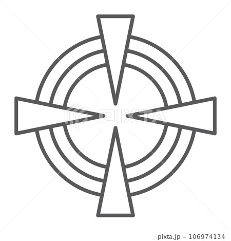 Target thin line icon, game and aim, focus sign, vector graphics, a linear pattern on a white background. Target thin line icon, game and aim, focus sign, vector graphics, a linear pattern on a white background. 106974134